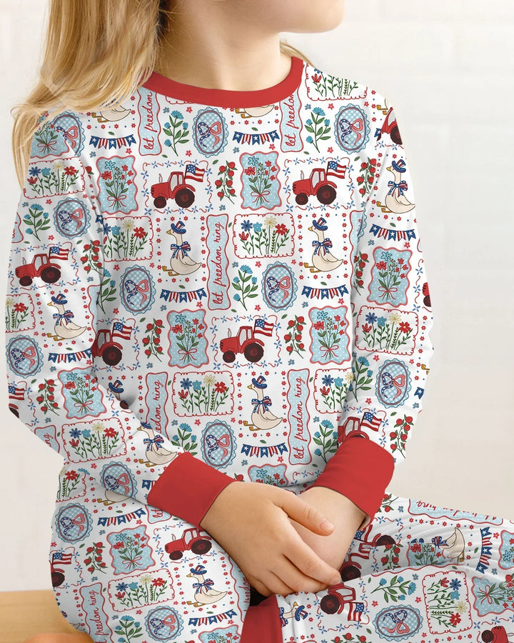 Zweiteiliges Langarm-Pyjama-Set mit Sommerfrüchten