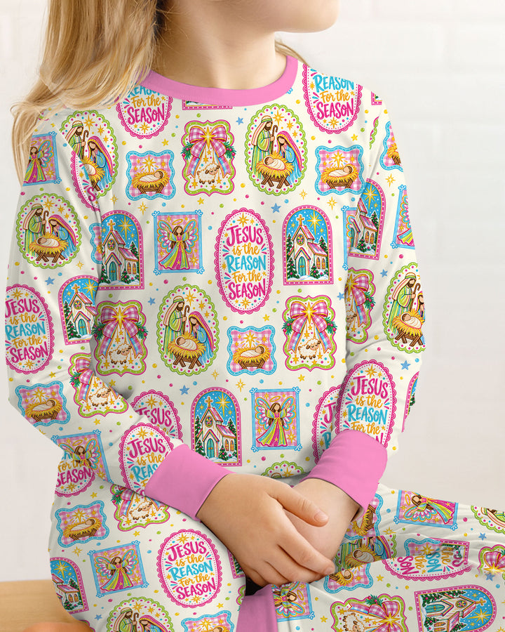 Nativity Jesus Is The Reason Bamboo Two Piece Long Sleeve Pajama Set