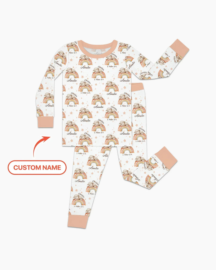 Zweiteiliges Langarm-Pyjama-Set mit Sommerfrüchten