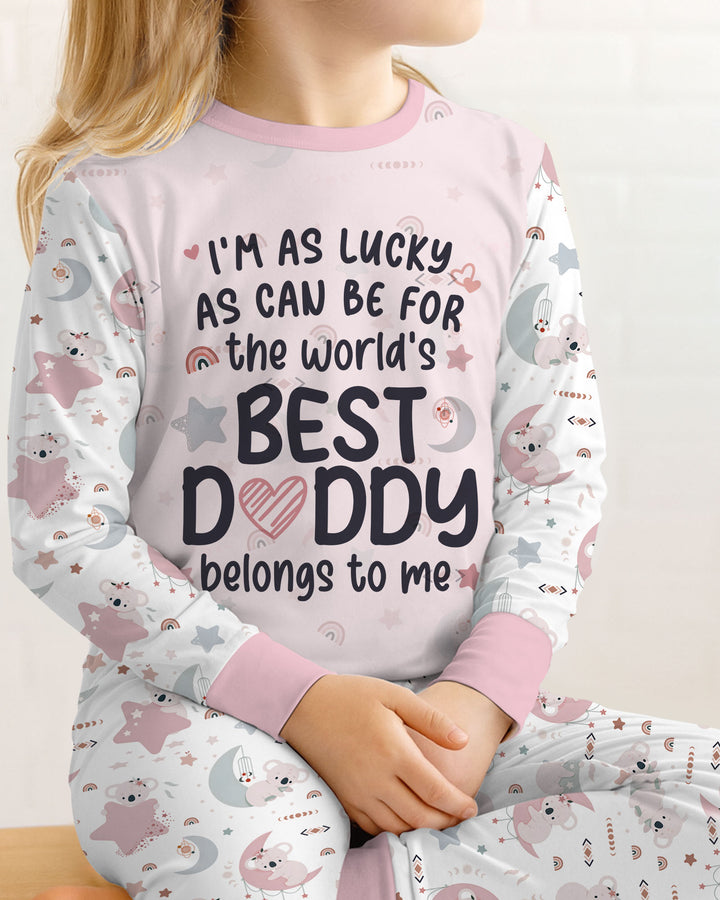 The World's Best Daddy Belongs To Me Bamboo Two Piece Long Sleeve Pajama Set