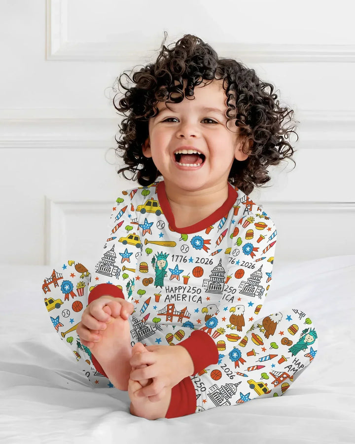 Zweiteiliges Langarm-Pyjama-Set mit Sommerfrüchten