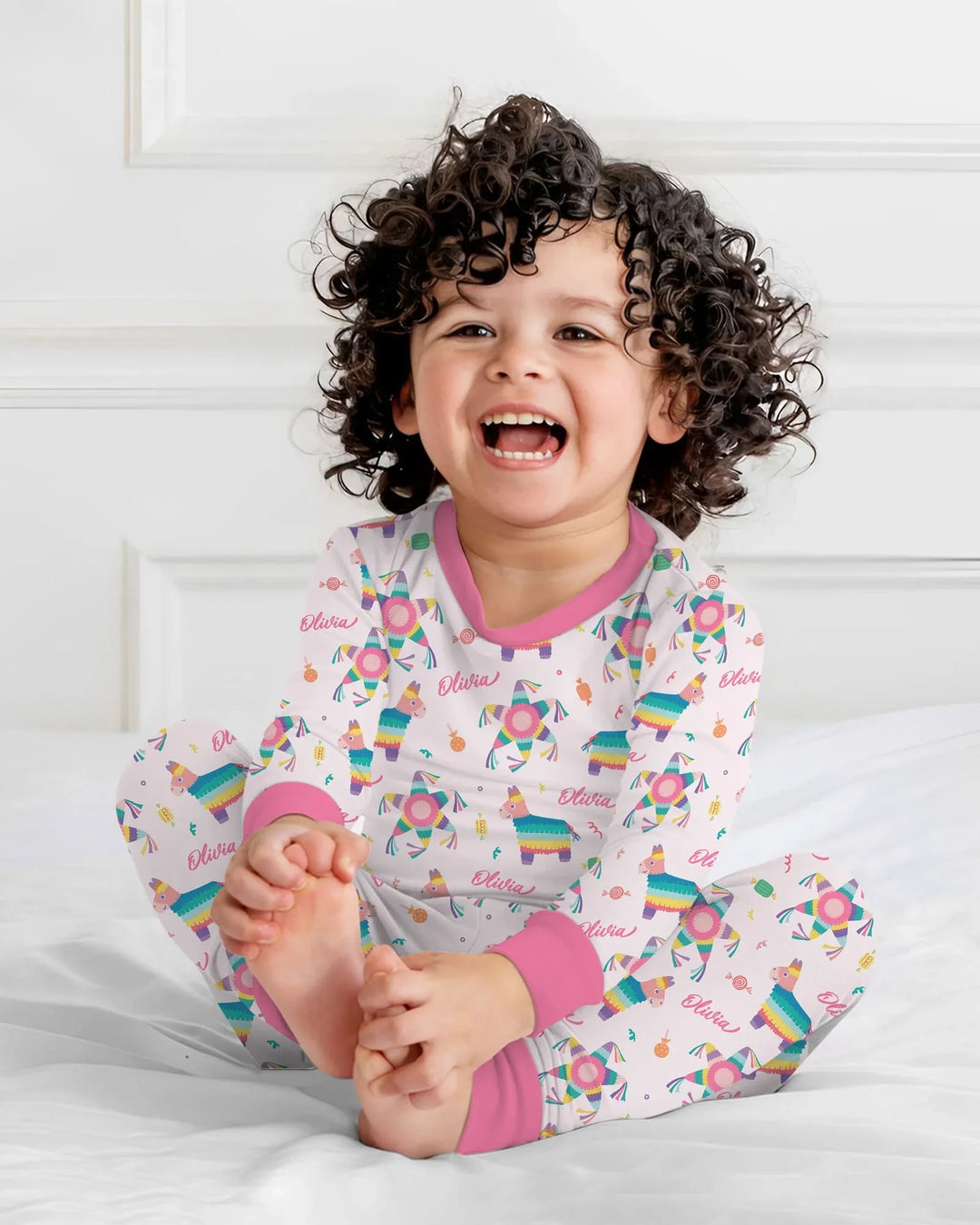 Custom Name Smash the Pinata Bamboo Two Piece Long Sleeve Pajama Set