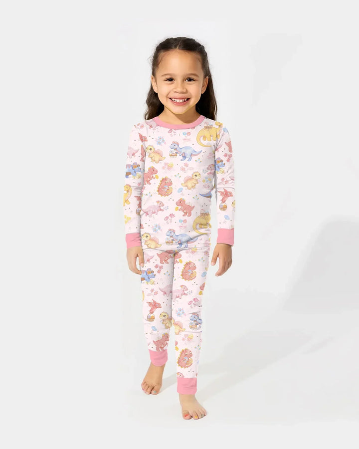Dino Easter Bamboo Two Piece Long Sleeve Pajama Set