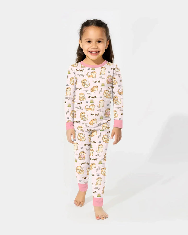 Zweiteiliges Langarm-Pyjama-Set mit Sommerfrüchten