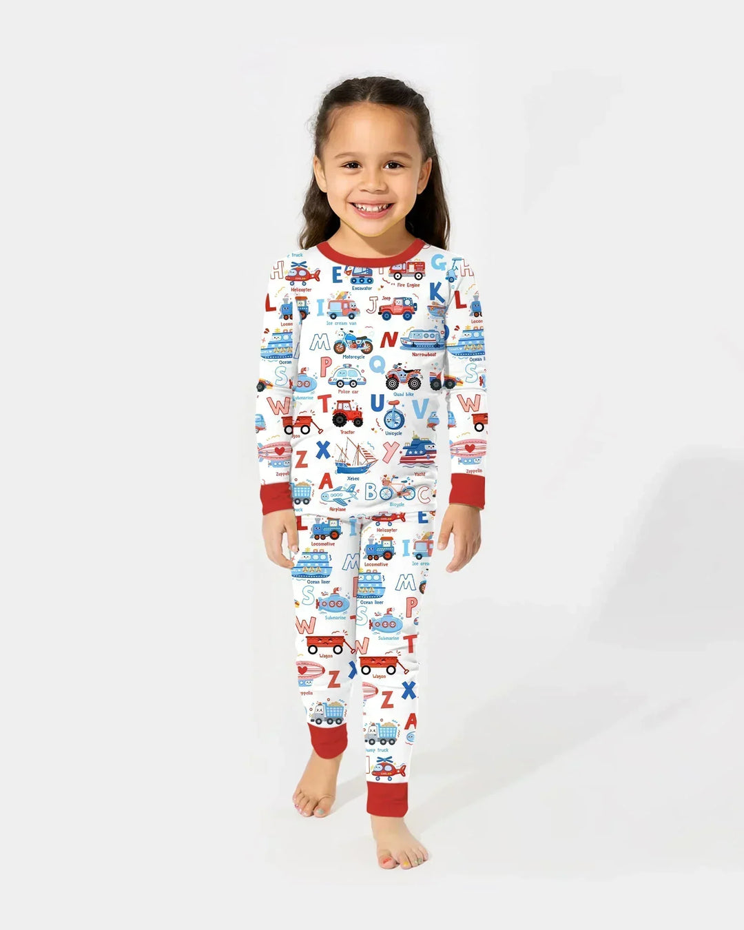 Patriotic Construction Bamboo Two Piece Long Sleeve Pajama Set