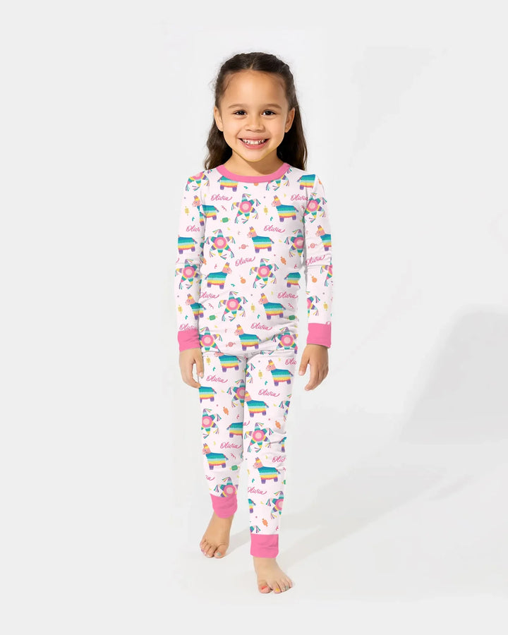 Custom Name Smash the Pinata Bamboo Two Piece Long Sleeve Pajama Set