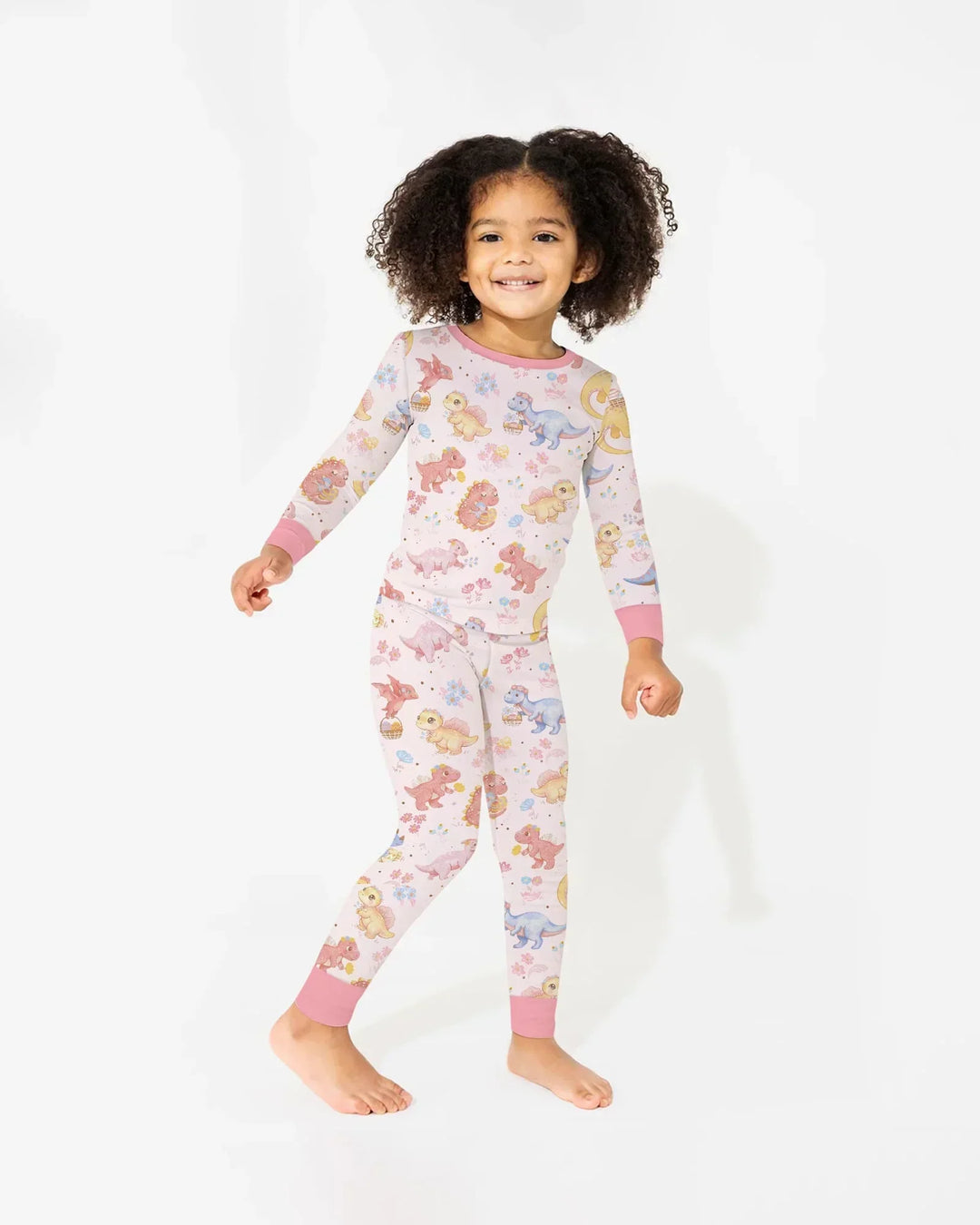 Dino Easter Bamboo Two Piece Long Sleeve Pajama Set