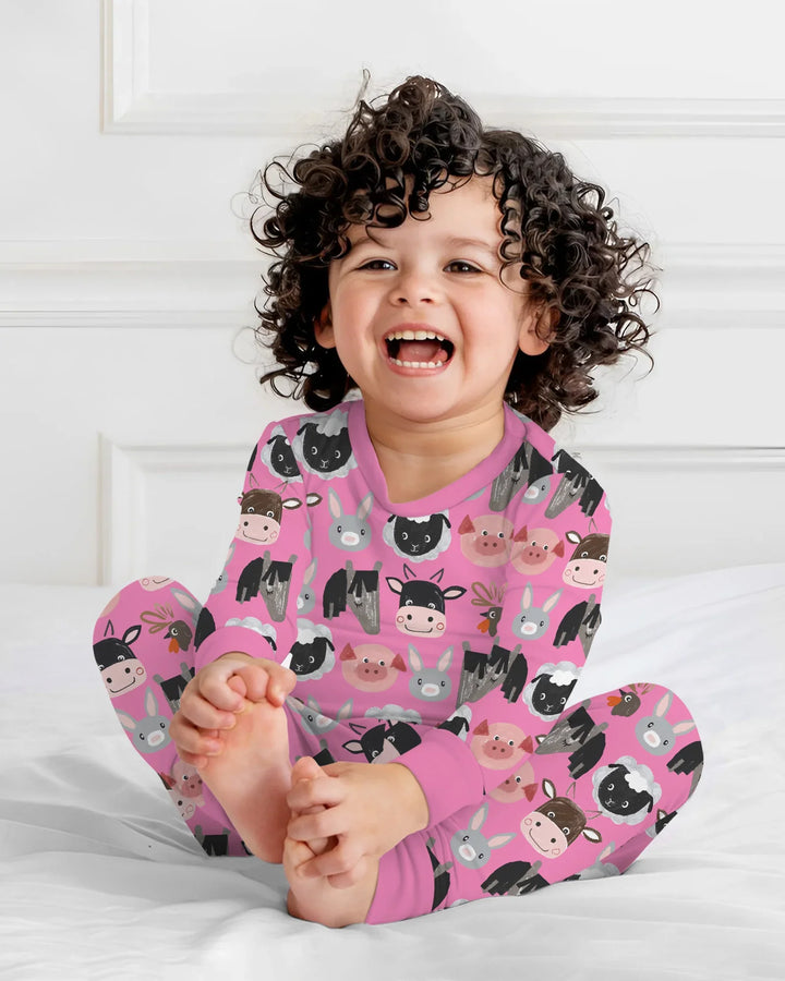 Zweiteiliges Langarm-Pyjama-Set mit Sommerfrüchten