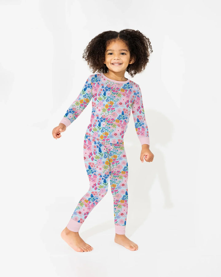 Little Flower Garden Matching Bamboo Two Piece Long Sleeve Pajama Set