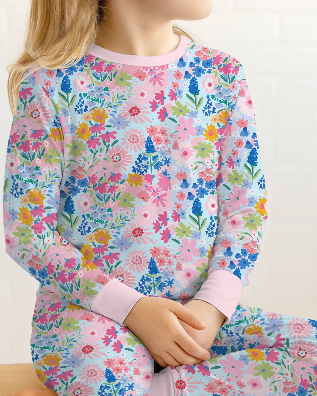 Little Flower Garden Matching Bamboo Two Piece Long Sleeve Pajama Set