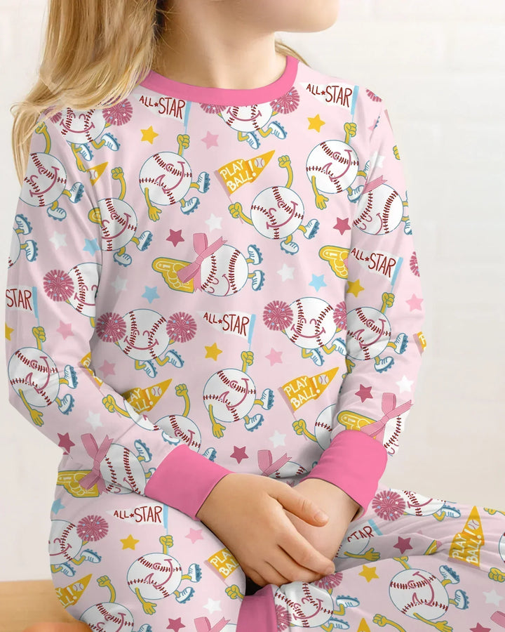 Zweiteiliges Langarm-Pyjama-Set mit Sommerfrüchten
