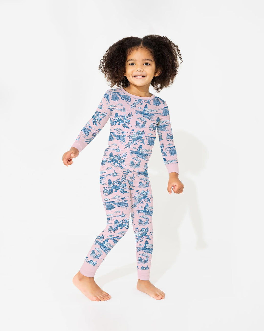 Summer Toile Bamboo Two Piece Long Sleeve Pajama Set