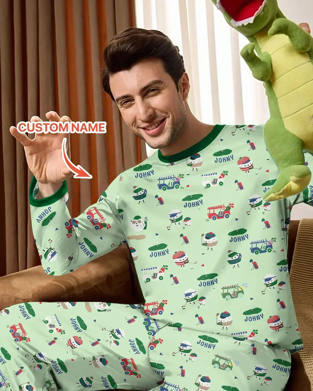 Cute Golf ball Bamboo Men's Pajama Set