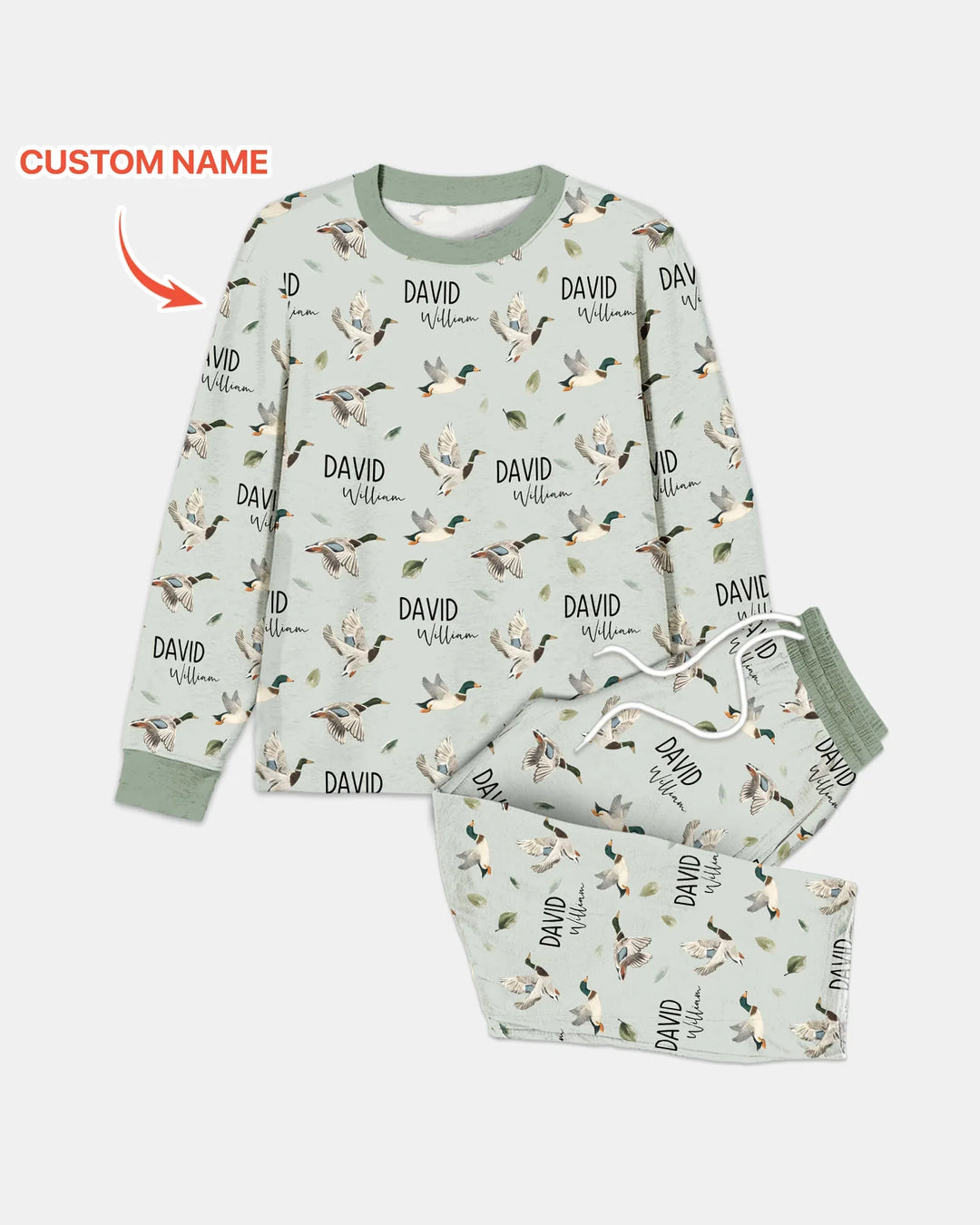 Custom Name Mallard Duck Bamboo Men's Pajama Set