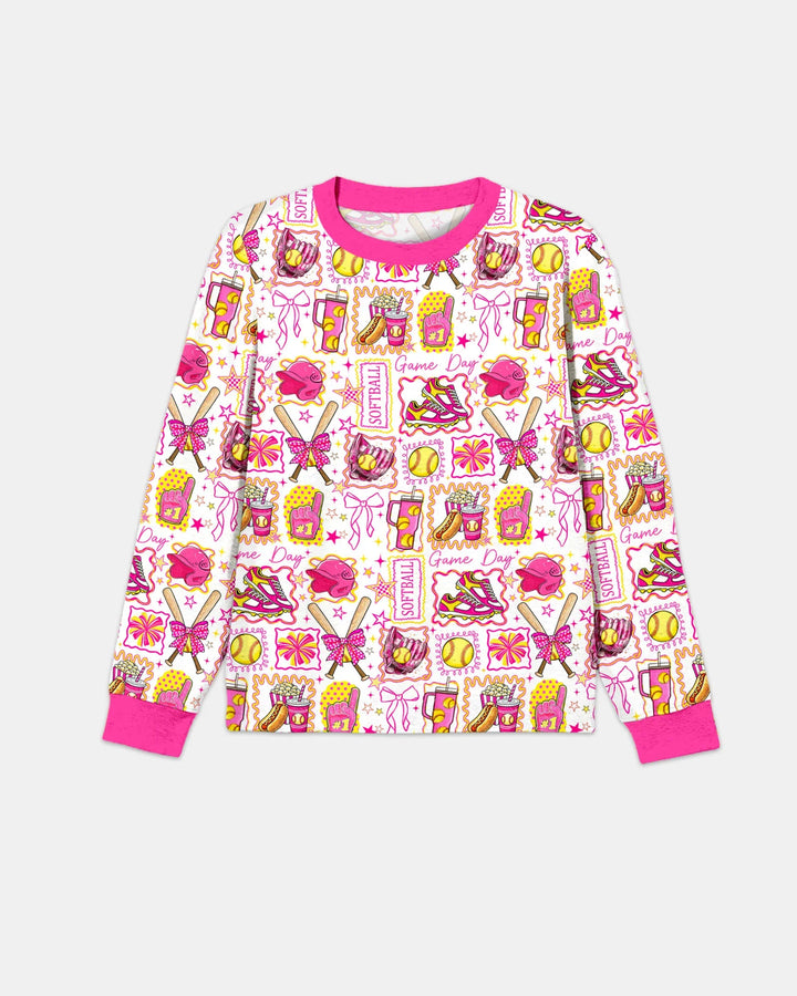 Pink Softball Game Day Bamboo Men's Pajama Set