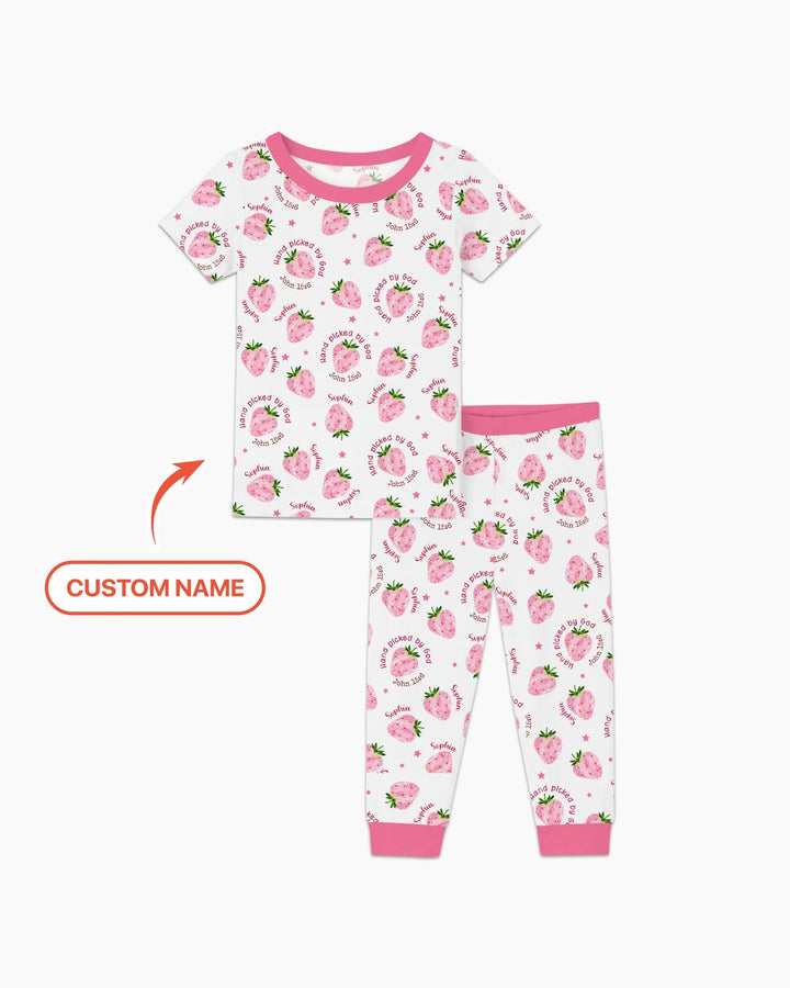 Hand Picked By God Custom Name Bamboo Two Piece Short Sleeve Pajama Set