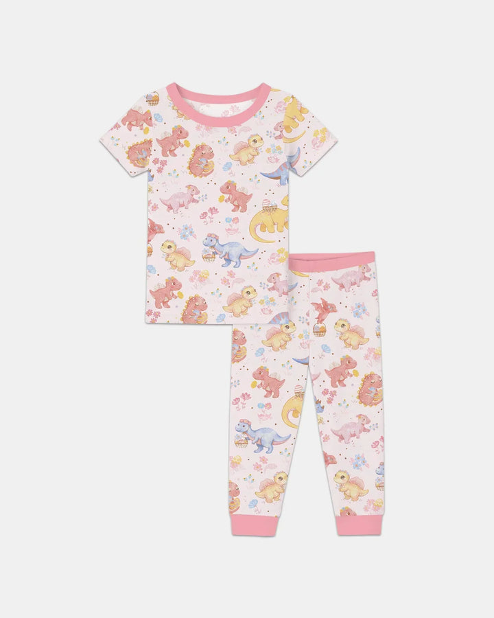 Dino Easter Bamboo Two Piece Short Sleeve Pajama Set