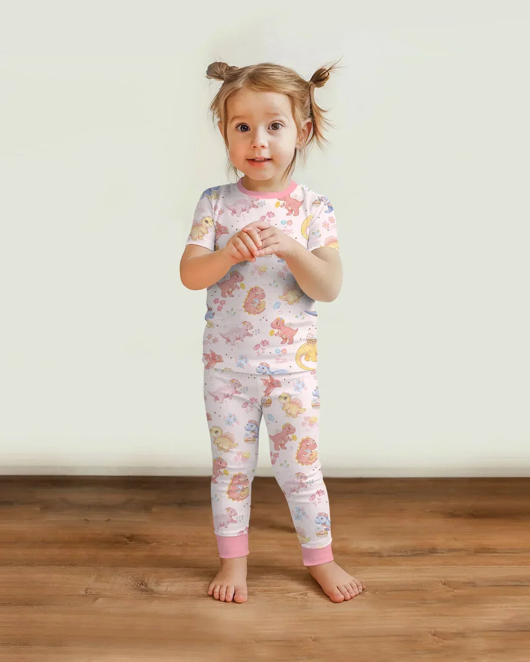 Dino Easter Bamboo Two Piece Short Sleeve Pajama Set
