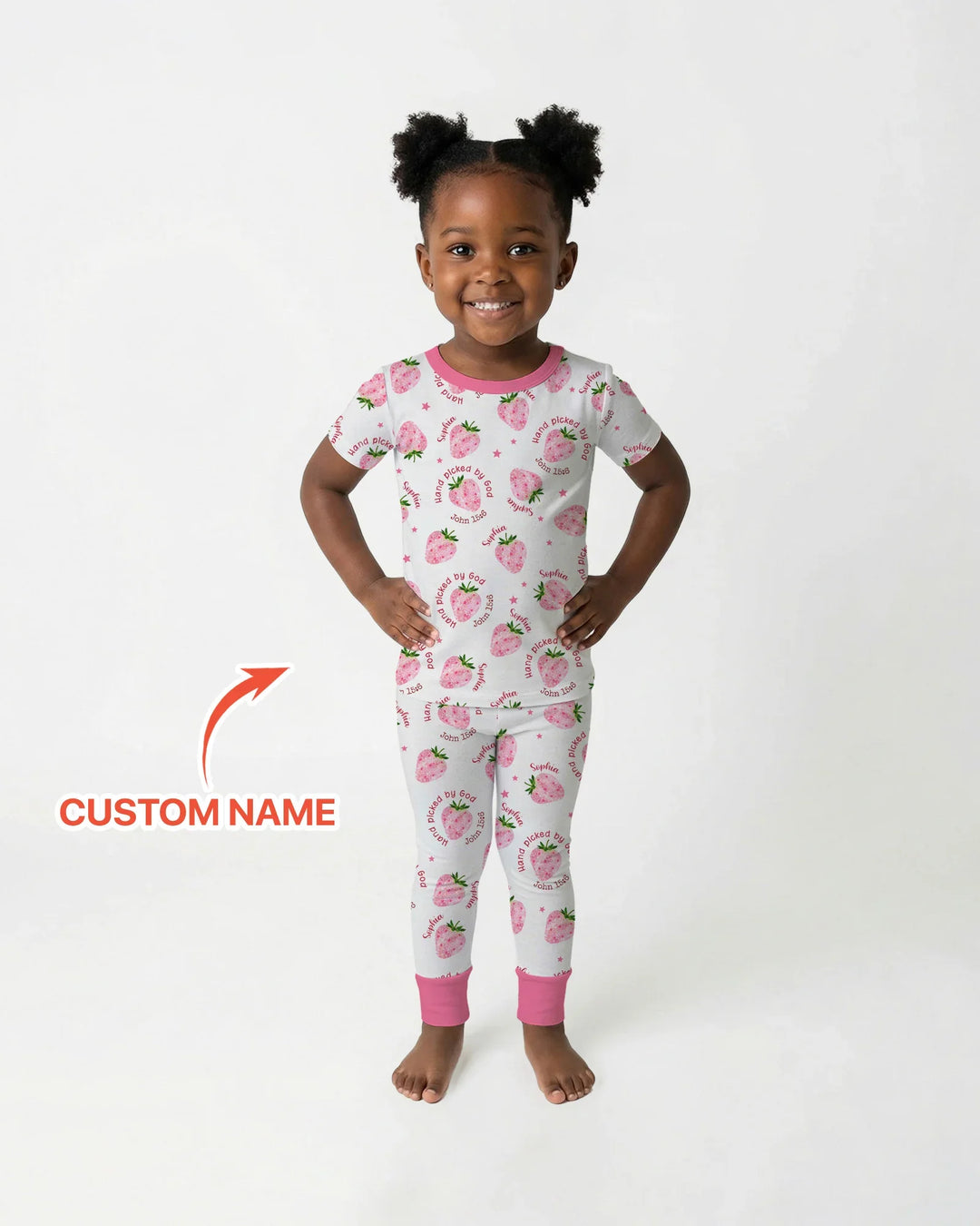 Hand Picked By God Custom Name Bamboo Two Piece Short Sleeve Pajama Set