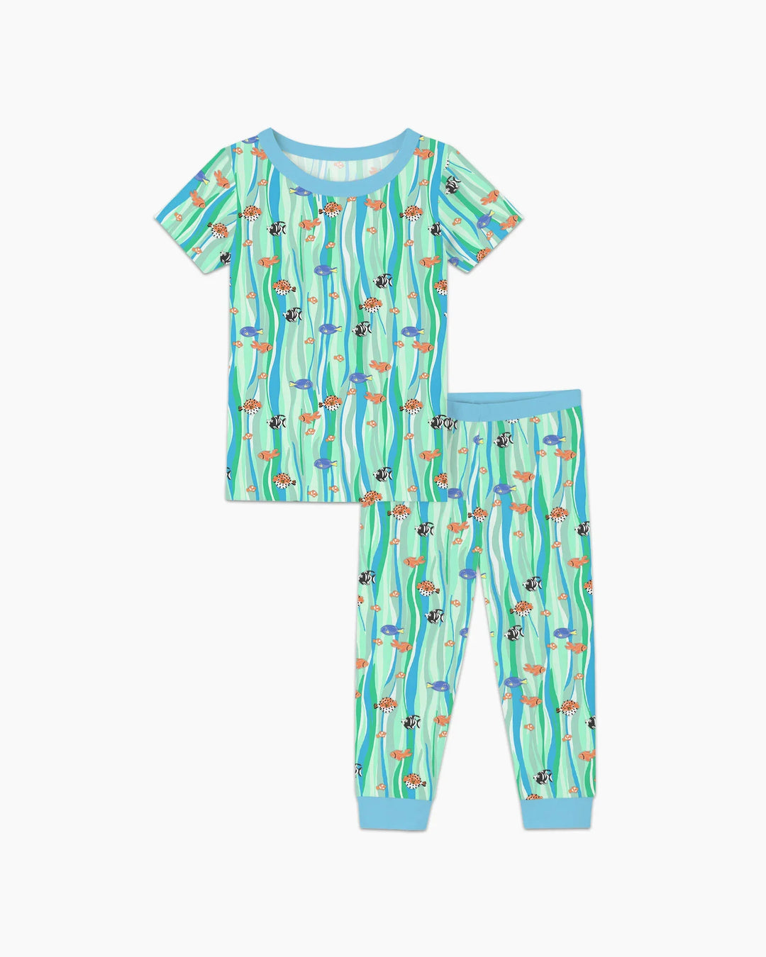 Custom Name Summer Beach Bamboo Two Piece Short Sleeve Pajama Set