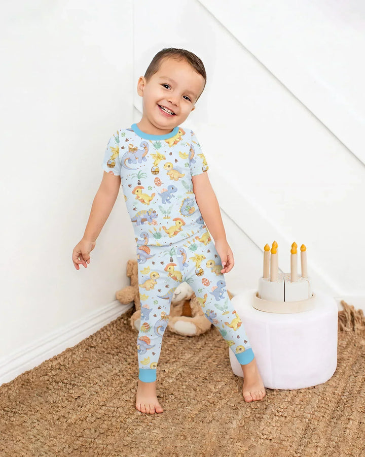 Dino Easter Bamboo Two Piece Short Sleeve Pajama Set