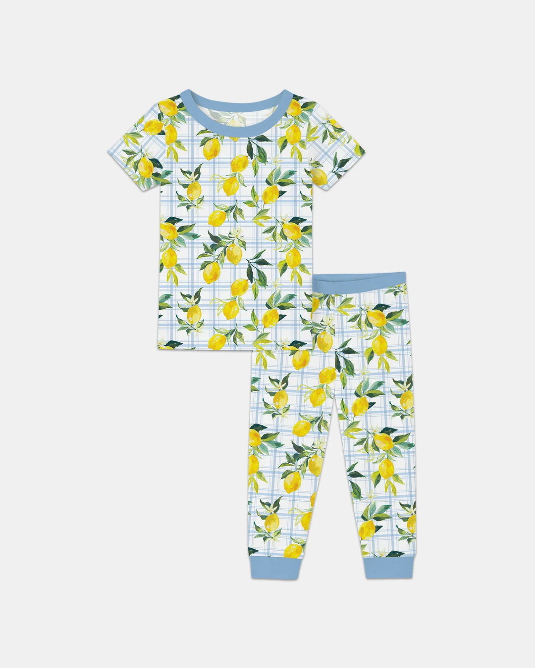 Mediterranean Lemons Family Matching Bamboo Two Piece Short Sleeve Pajama Set