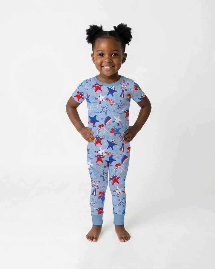 Howdy America Star Bamboo Two Piece Short Sleeve Pajama Set