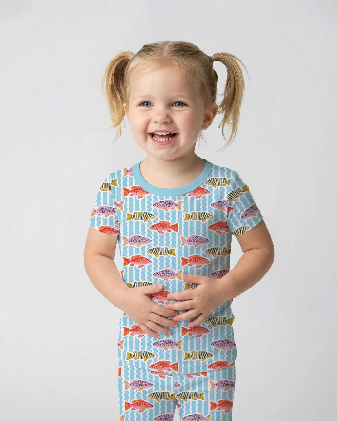 Preppy Fish Crew Bamboo Two Piece Short Sleeve Pajama Set