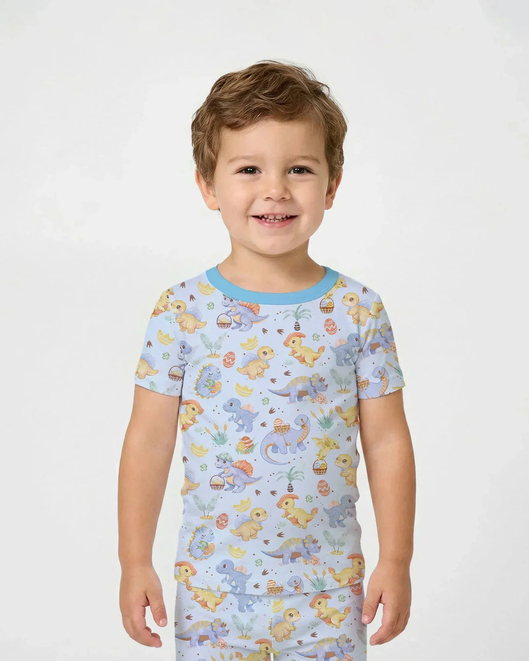 Dino Easter Bamboo Two Piece Short Sleeve Pajama Set