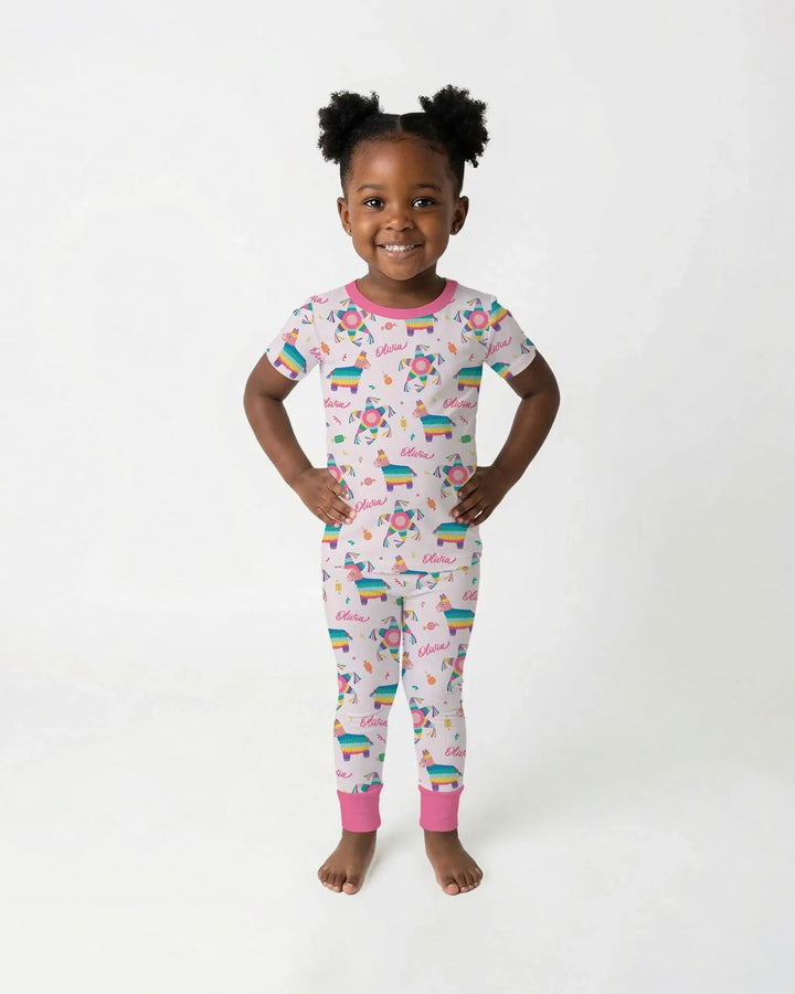 Custom Name Smash the Pinata Bamboo Two Piece Short Sleeve Pajama Set