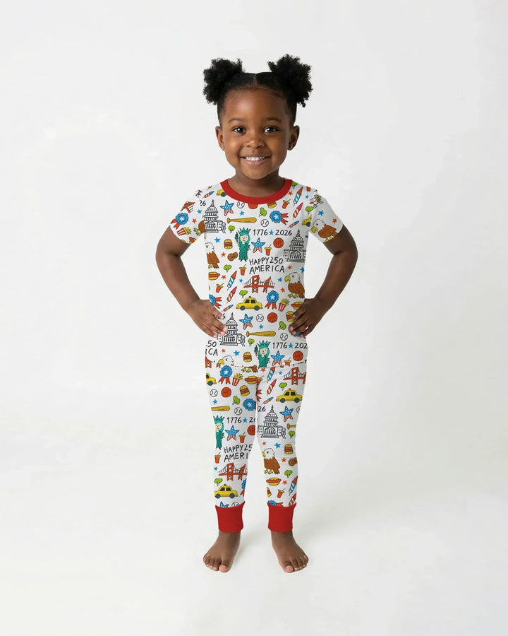 Zweiteiliges, kurzärmliges Pyjama-Set mit Marienkäfern