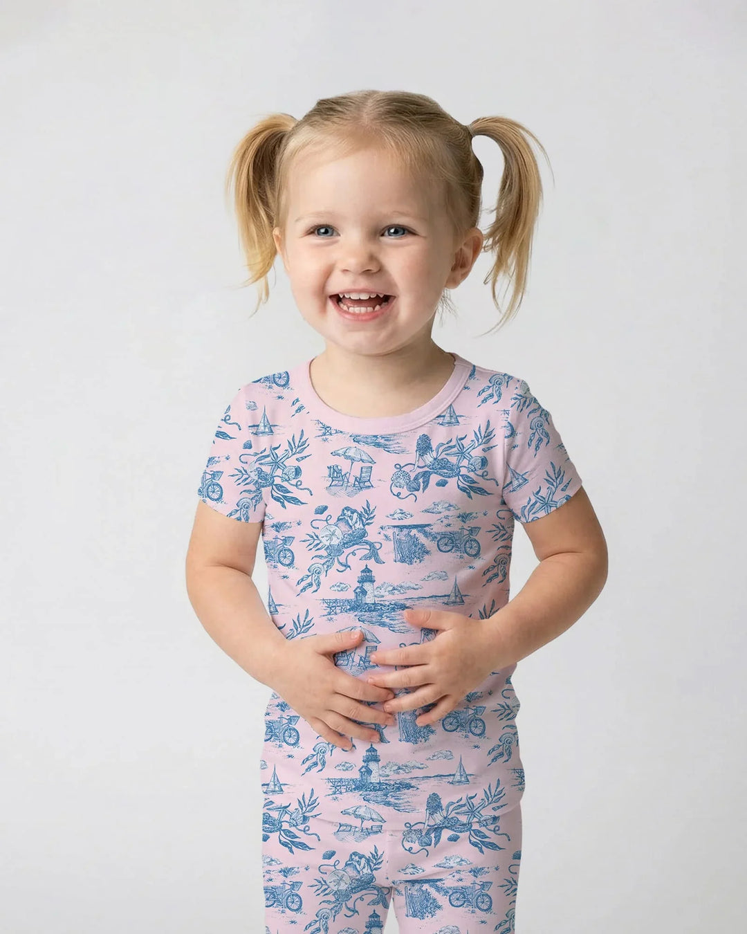 Summer Toile Bamboo Two Piece Short Sleeve Pajama Set