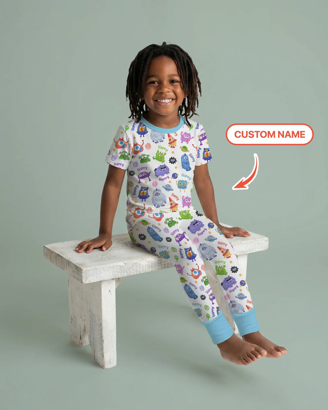 Monster Mash Crew Custom Name Bamboo Two Piece Short Sleeve Pajama Set
