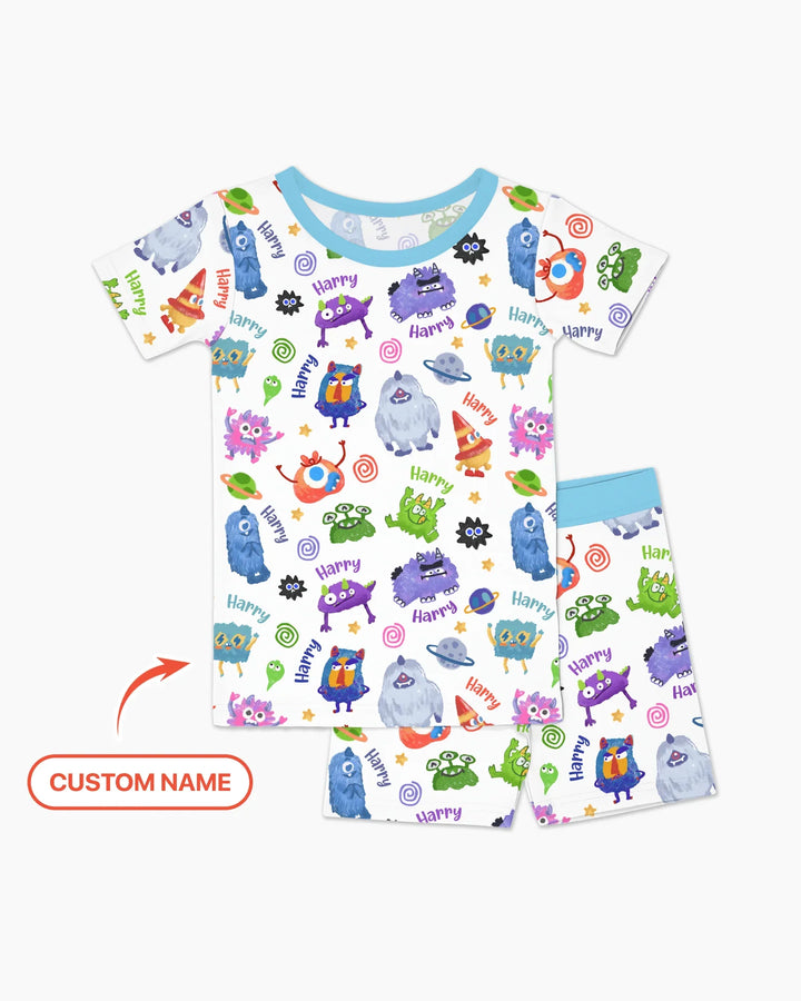Zweiteiliges Pyjama-Set mit kurzen Ärmeln und Shorts im Sommer-Design