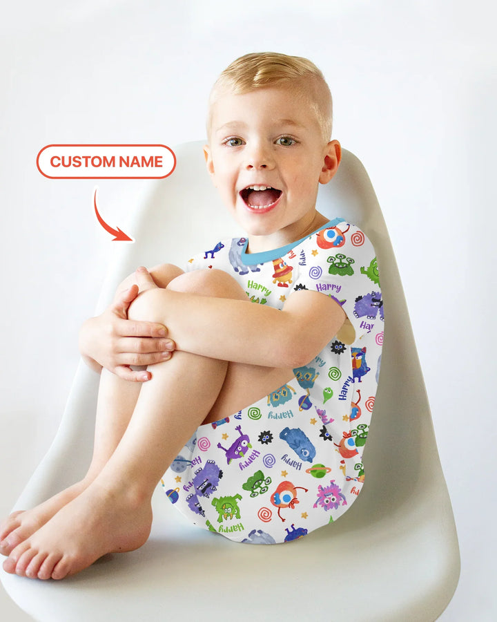 Zweiteiliges Pyjama-Set mit kurzen Ärmeln und Shorts im Sommer-Design