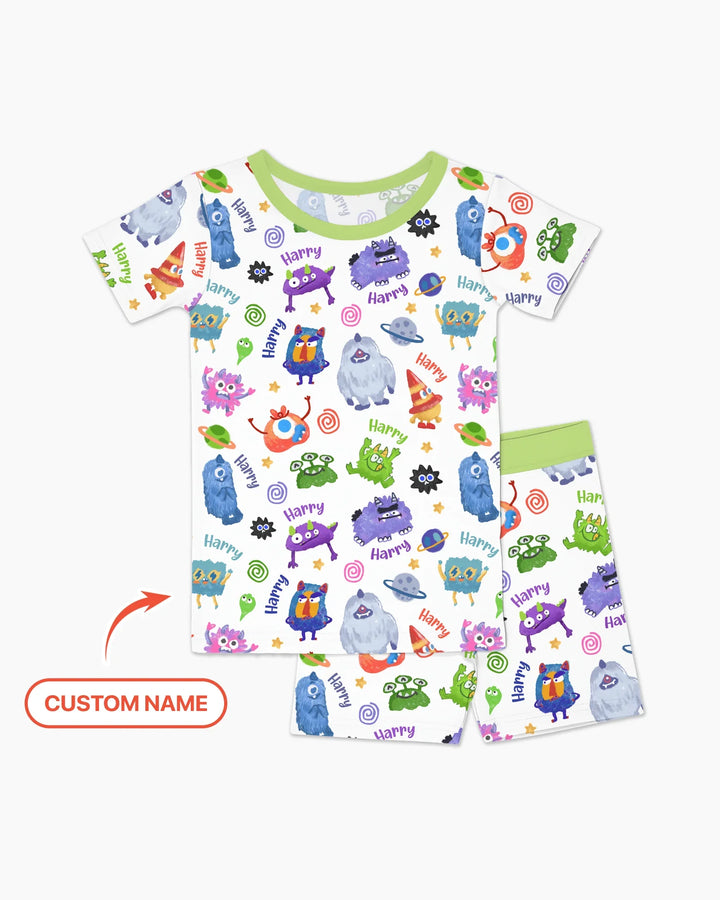 Zweiteiliges Pyjama-Set mit kurzen Ärmeln und Shorts im Sommer-Design