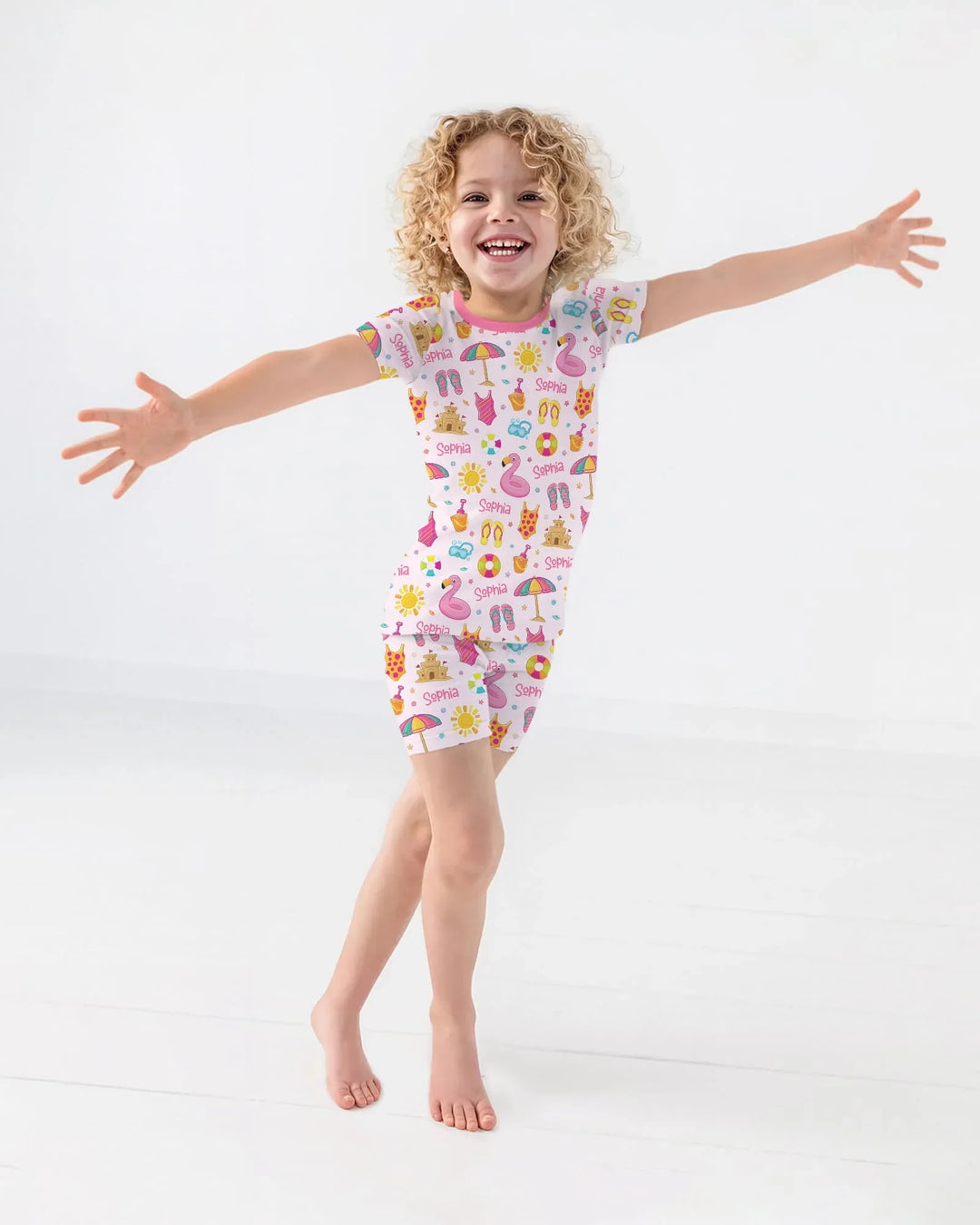 Zweiteiliges Pyjama-Set mit kurzen Ärmeln und Shorts im Sommer-Design