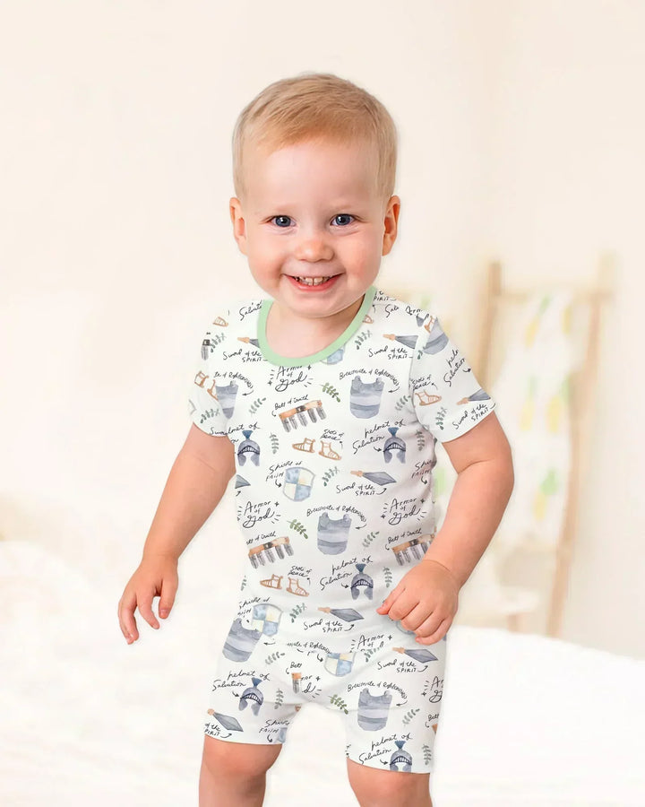 Template Zweiteiliges Pyjama-Set mit kurzen Ärmeln und Shorts