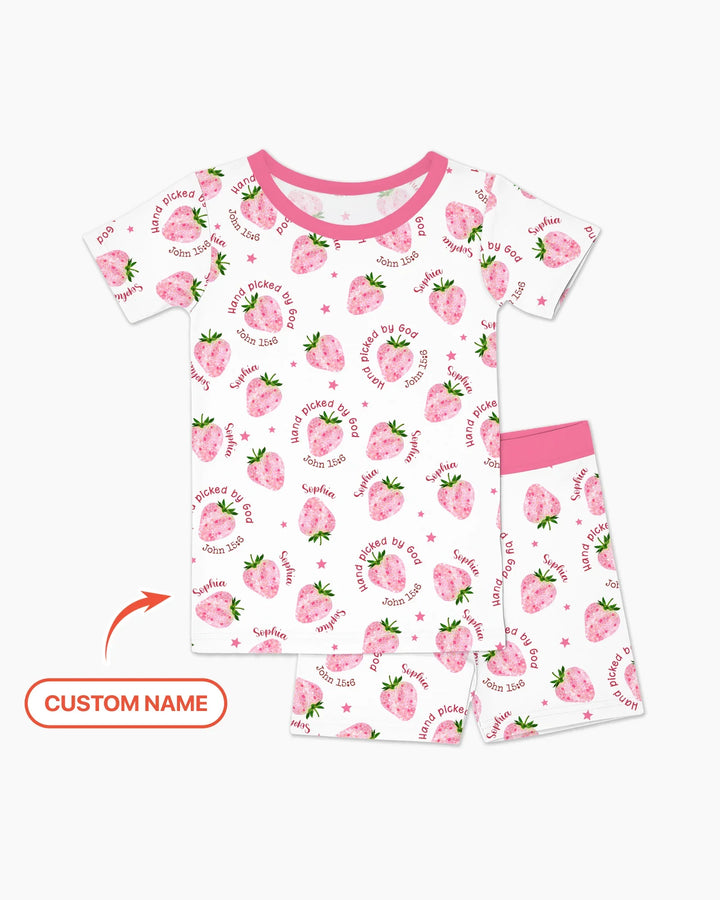 Hand Picked By God Custom Name Bamboo Two Piece Short Sleeve Shorts Pajama Set