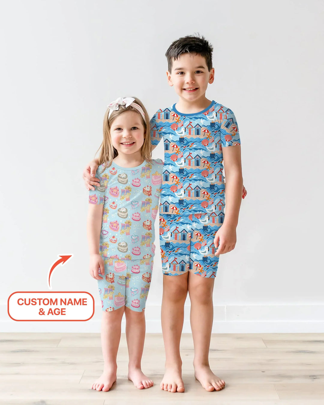Zweiteiliges Pyjama-Set mit kurzen Ärmeln und Shorts im Sommer-Design