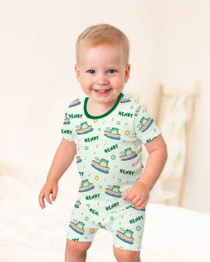 Zweiteiliges Pyjama-Set mit kurzen Ärmeln und Shorts im Sommer-Design