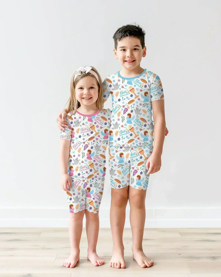 Template Zweiteiliges Pyjama-Set mit kurzen Ärmeln und Shorts