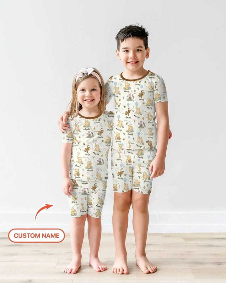 Zweiteiliges Pyjama-Set mit kurzen Ärmeln und Shorts im Sommer-Design
