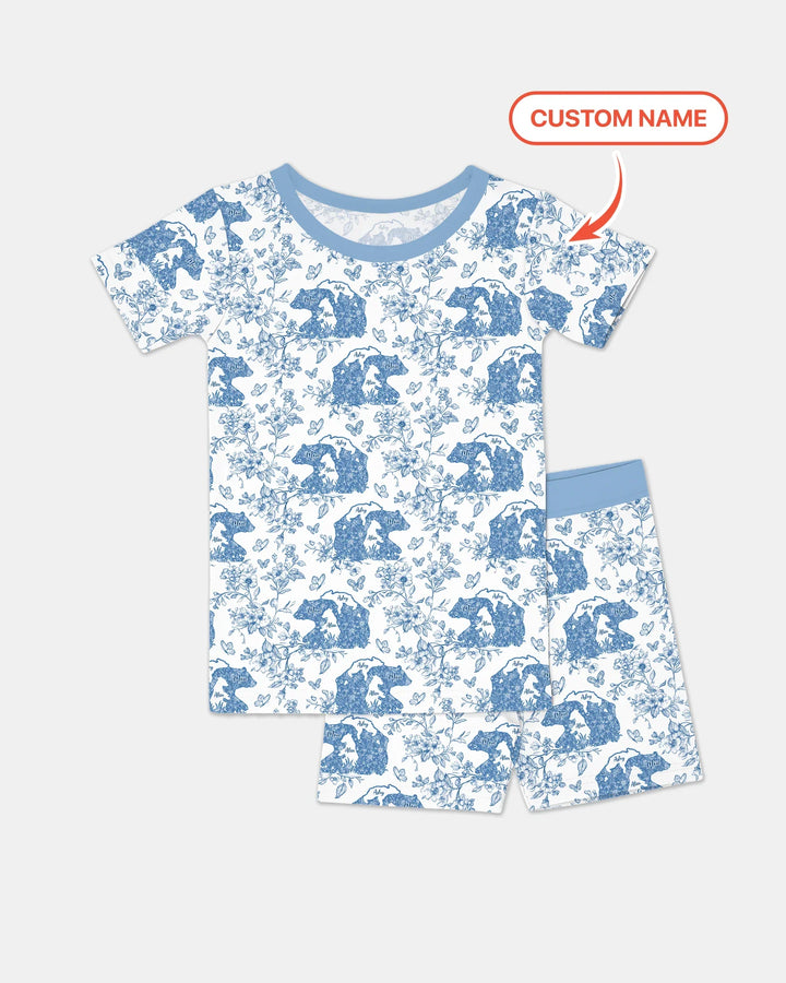 Zweiteiliges Pyjama-Set mit kurzen Ärmeln und Shorts im Sommer-Design