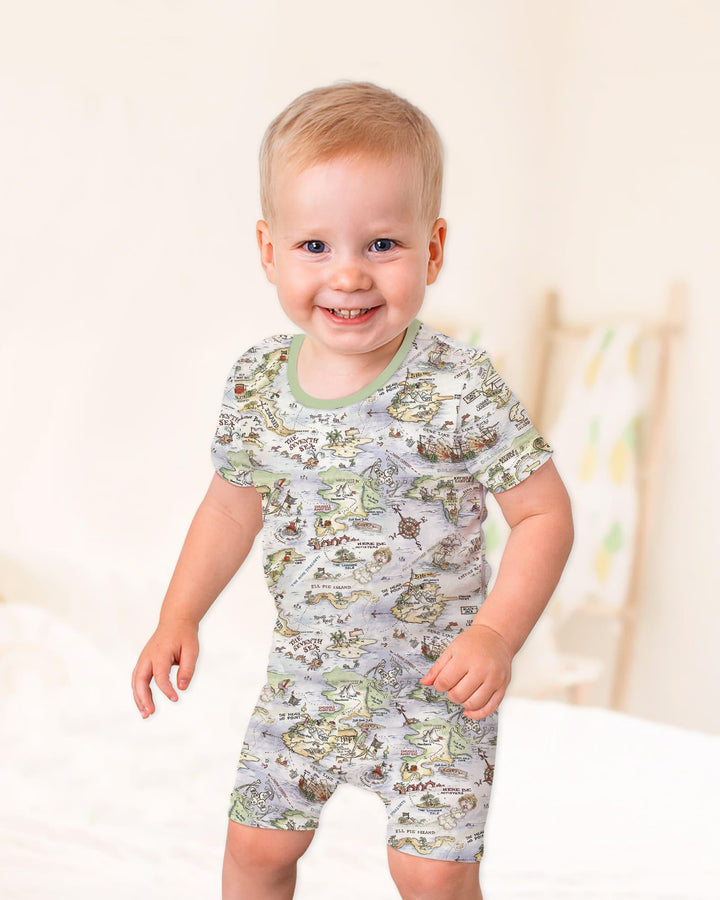 Template Zweiteiliges Pyjama-Set mit kurzen Ärmeln und Shorts