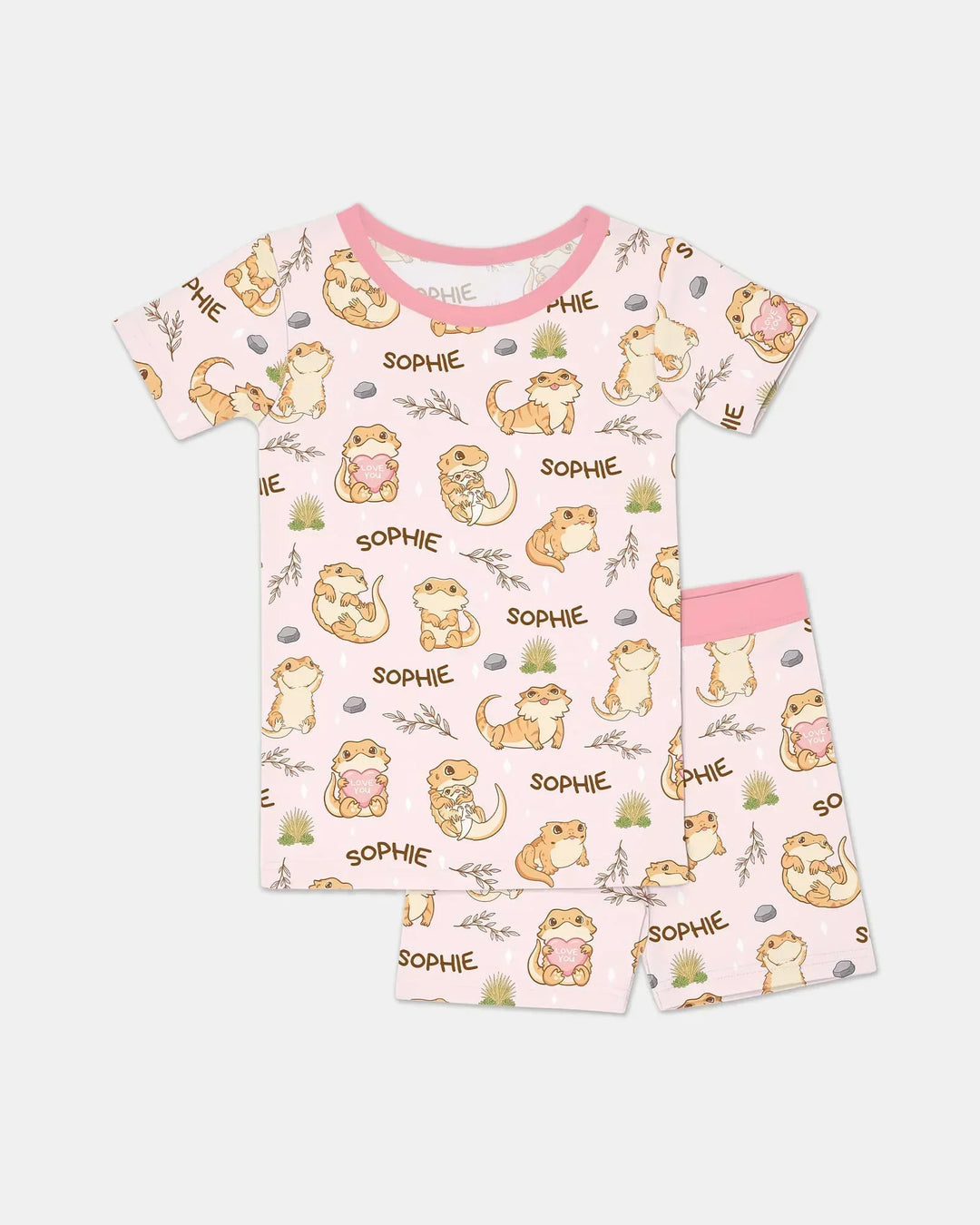Template Zweiteiliges Pyjama-Set mit kurzen Ärmeln und Shorts