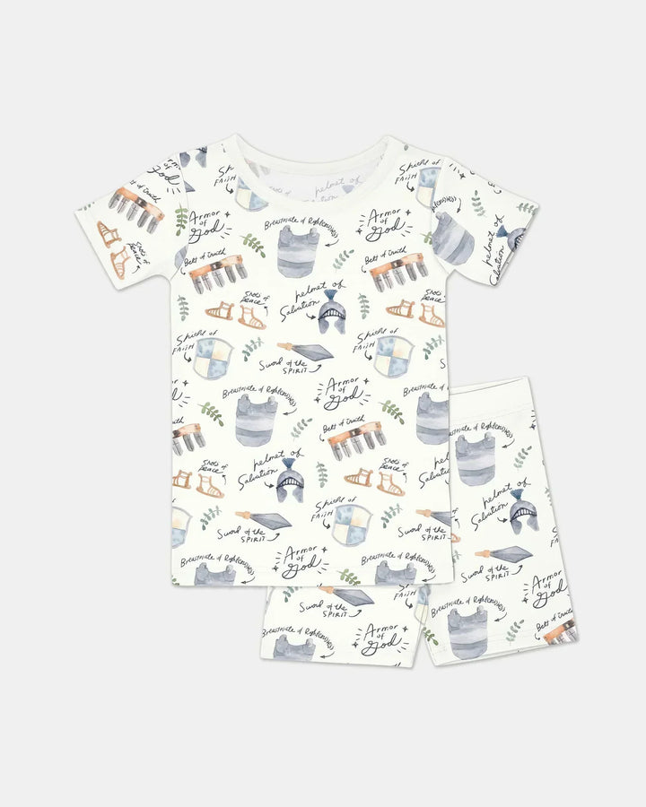 Template Zweiteiliges Pyjama-Set mit kurzen Ärmeln und Shorts