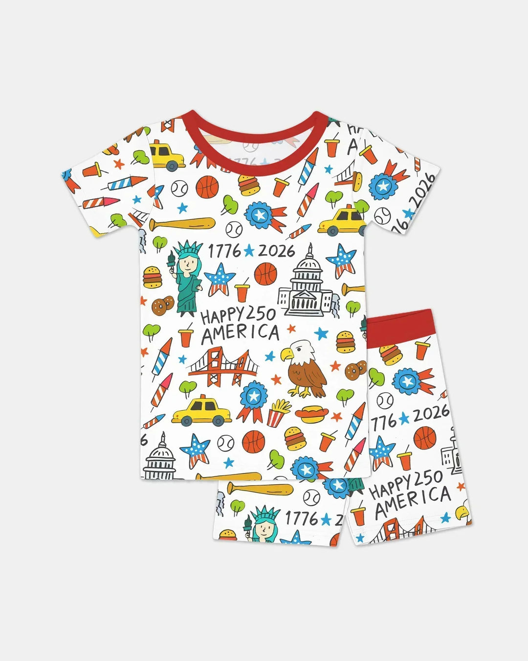 Template Zweiteiliges Pyjama-Set mit kurzen Ärmeln und Shorts