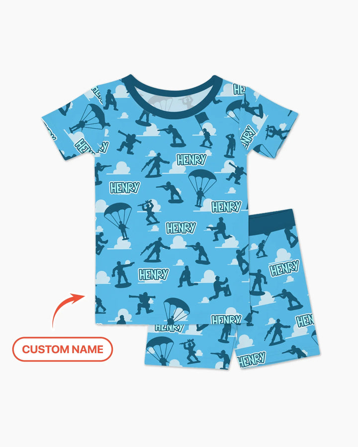 Zweiteiliges Pyjama-Set mit kurzen Ärmeln und Shorts im Sommer-Design