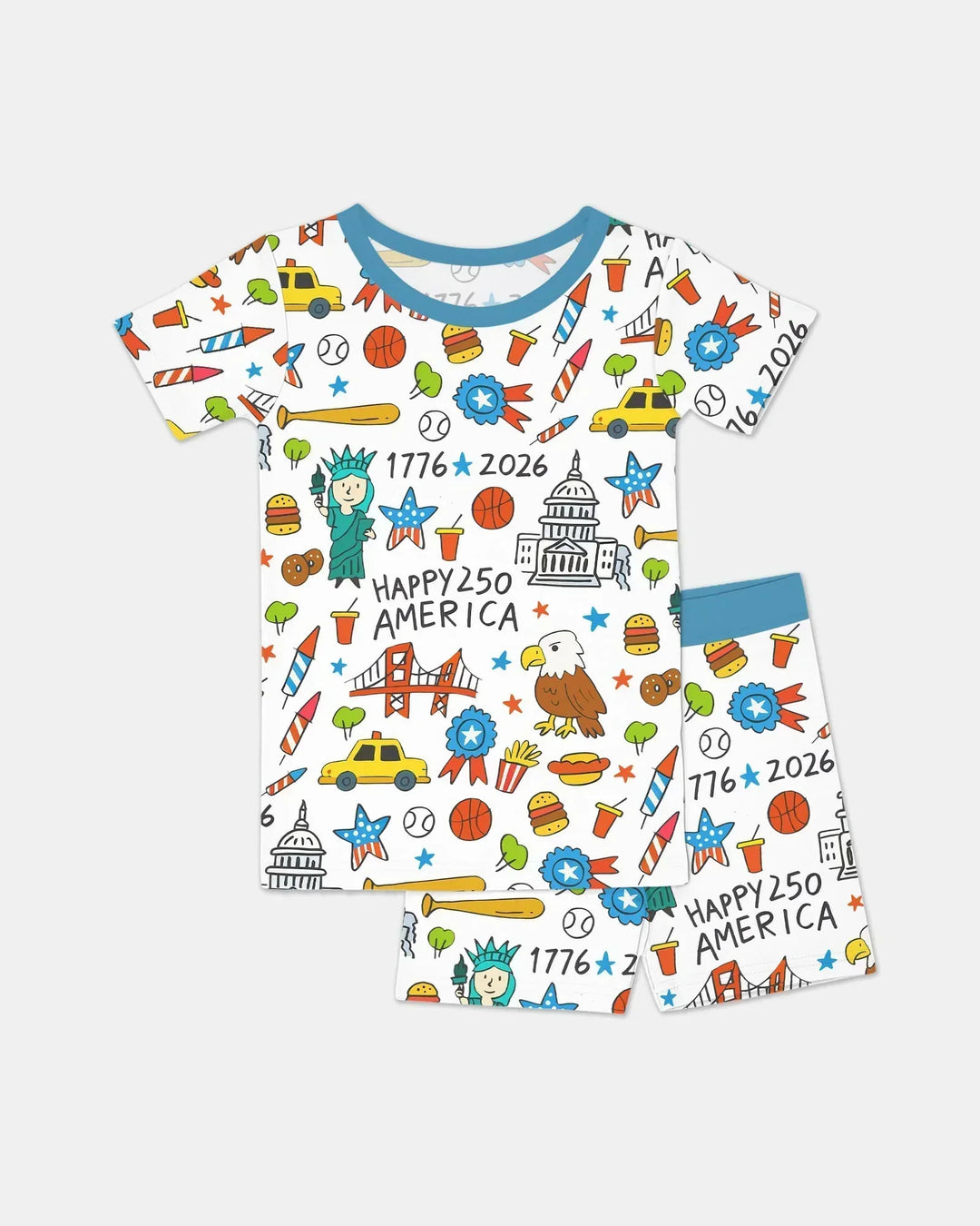 Template Zweiteiliges Pyjama-Set mit kurzen Ärmeln und Shorts